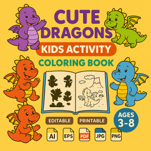 Cute Dragons Kids Activity Coloring Book