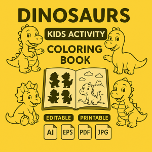 Dinousaurs Kids Activity Coloring Book